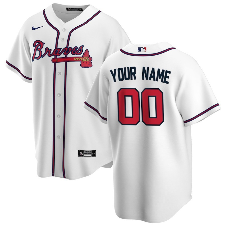 Atlanta Braves Home Custom Men Jersey - White - JS534
