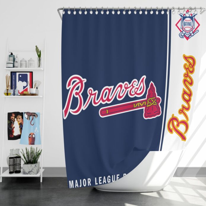 Alternative view of Atlanta Braves MLB Baseball National League Bath Shower Curtain - Custom Bedding Set