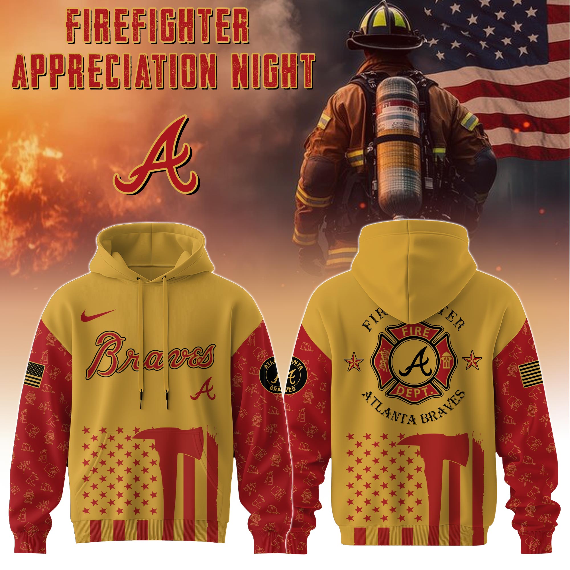 Atlanta Braves Mlb X Firefighter Appreciation Night Special Edition Custom Hoodie 2025