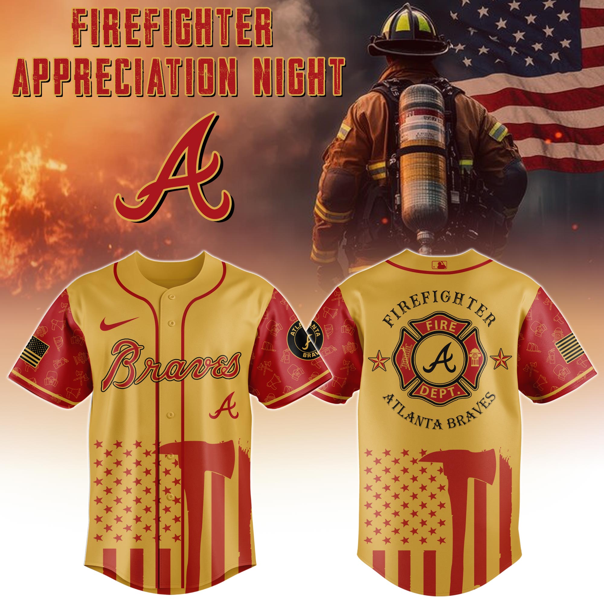 Atlanta Braves Mlb X Firefighter Appreciation Night Special Edition Jersey 2025