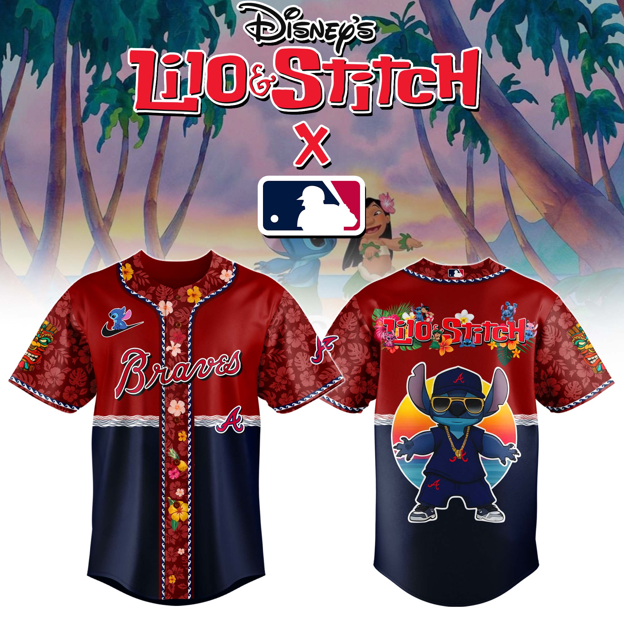 Atlanta Braves Mlb X Lilo & Stitch Jersey