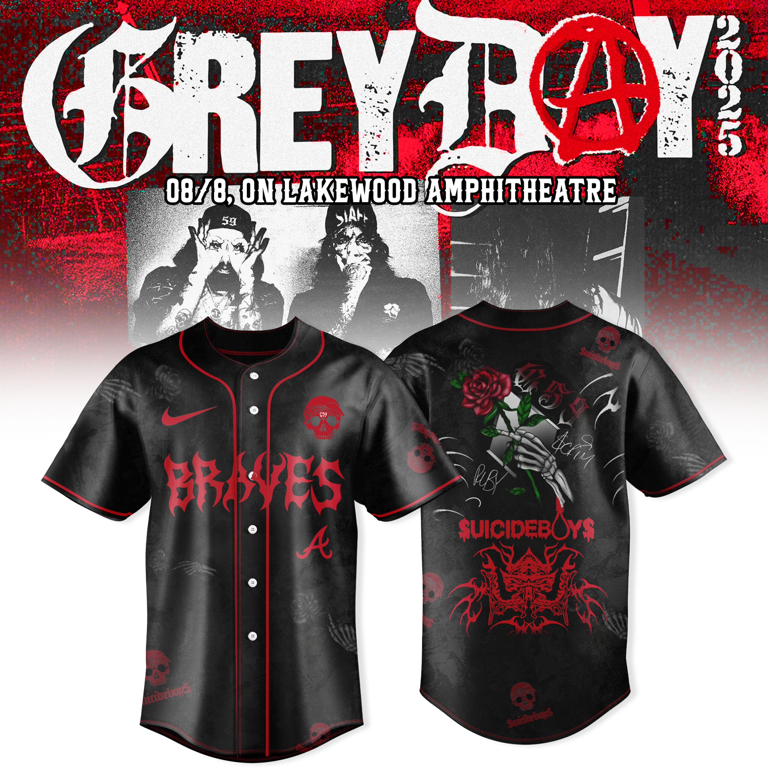 Atlanta Braves Mlb X Suicideboys Greyday Baseball Jersey