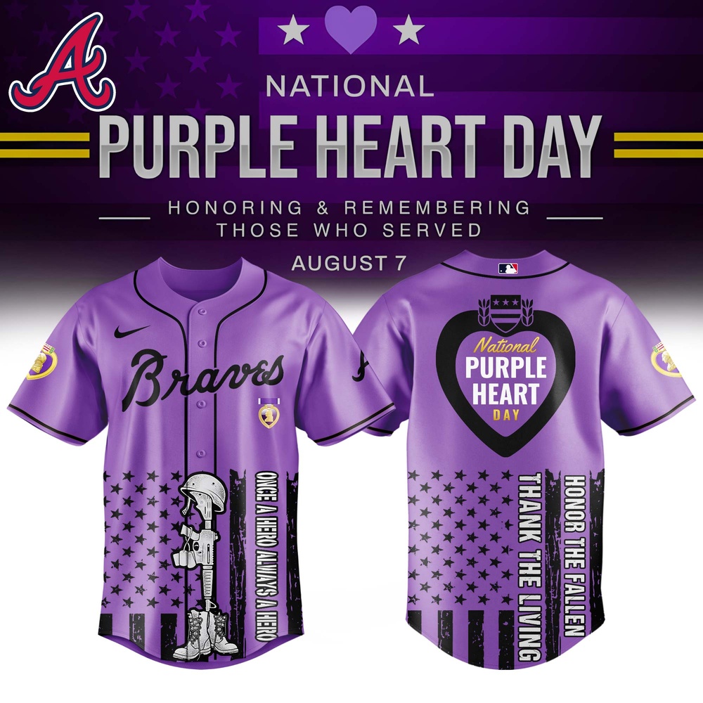Atlanta Braves Mlb X Usa Purple Heart Day Baseball Jersey