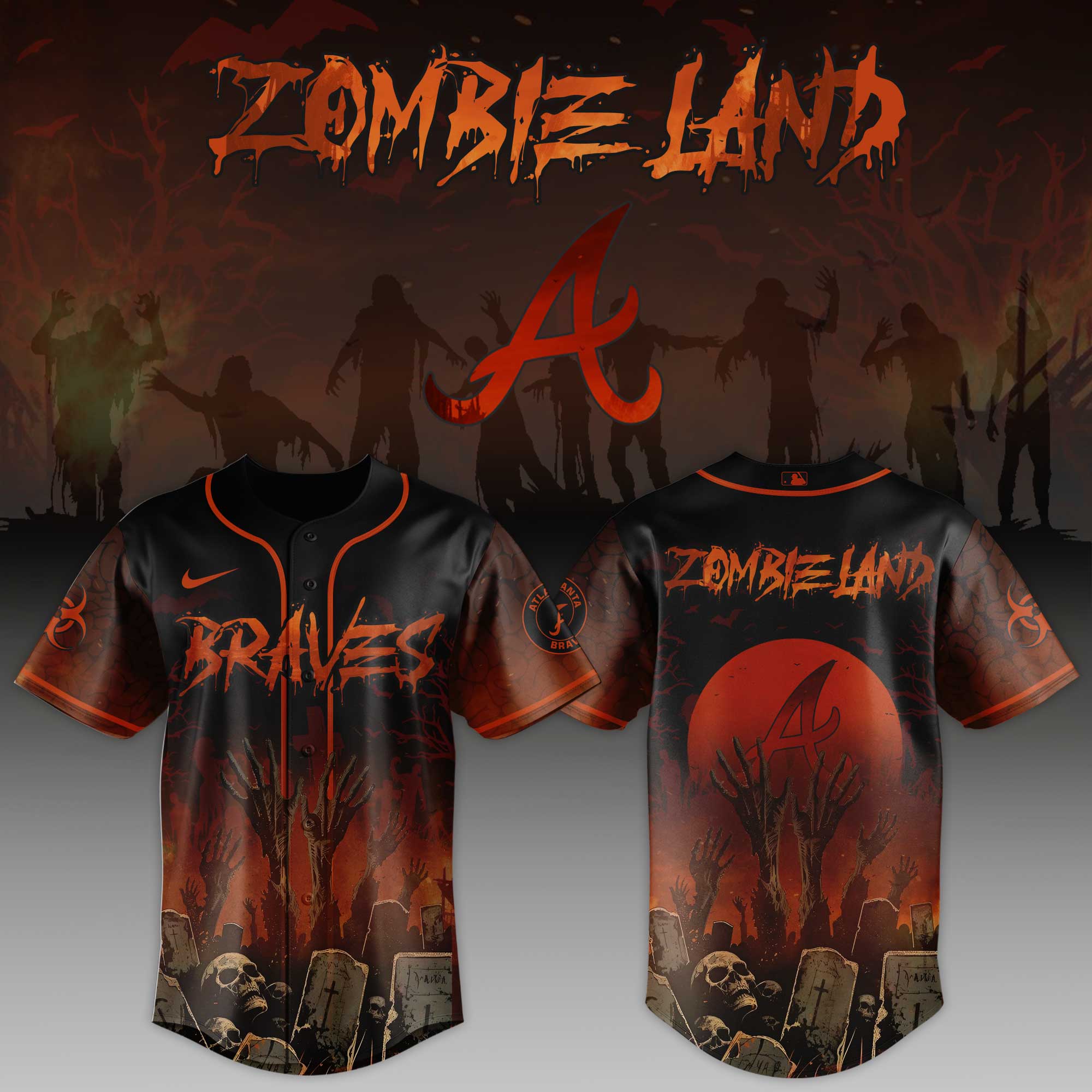 Atlanta Braves Mlb X Zombieland Baseball Jersey