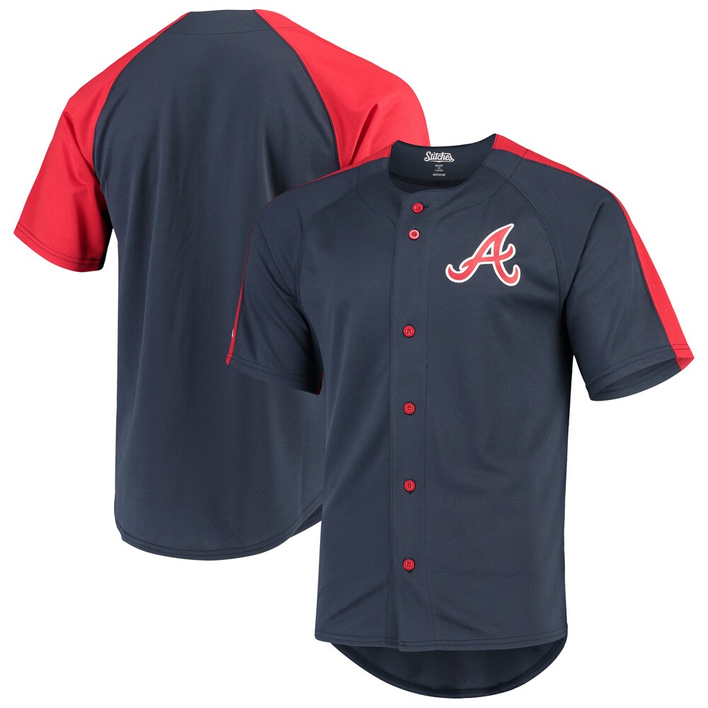 Atlanta Braves Stitches Logo Button-down Jersey - Navy
