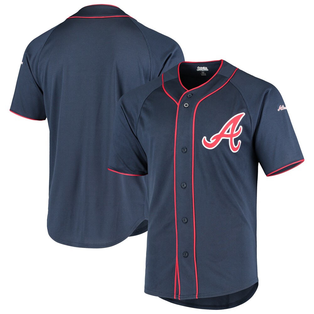 Atlanta Braves Stitches Team Color Full-button Jersey - Navy