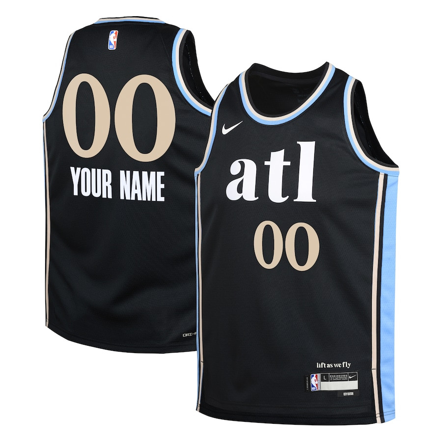 Atlanta Hawks 2023/24 City Edition Swingman Custom YOUTH Jersey - Black - JS552 