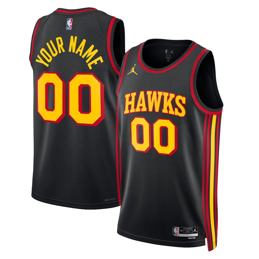 Atlanta Hawks 2023/24 Statement Swingman Custom Men Jersey - Black - JS627 