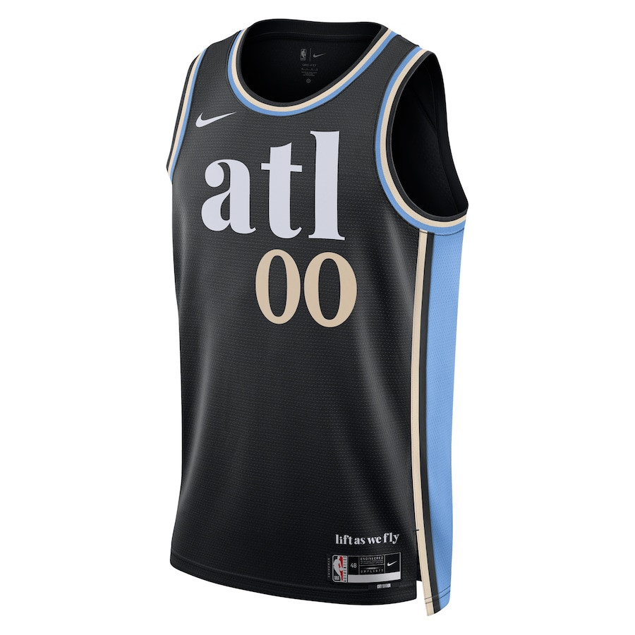 Alternative view of Atlanta Hawks 2023/24 Swingman Jersey Customized - City Edition - Black - JS555 