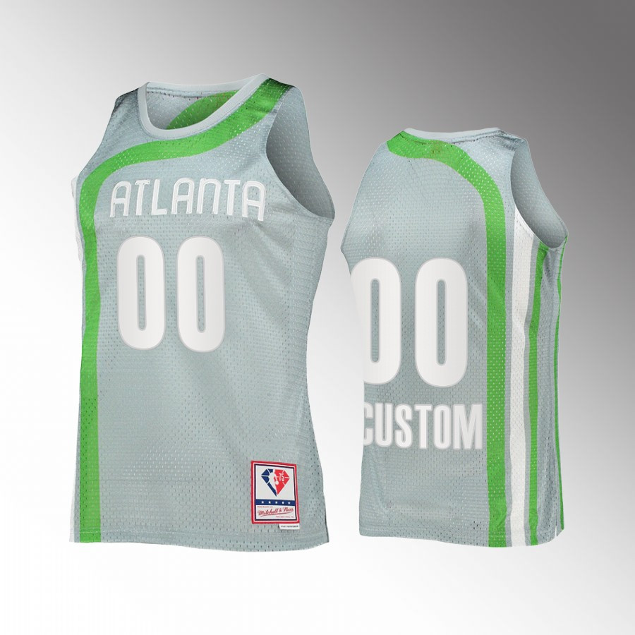 Atlanta Hawks Custom 00 Hardwood Classics Sliver NBA 75th Jersey - JS809 