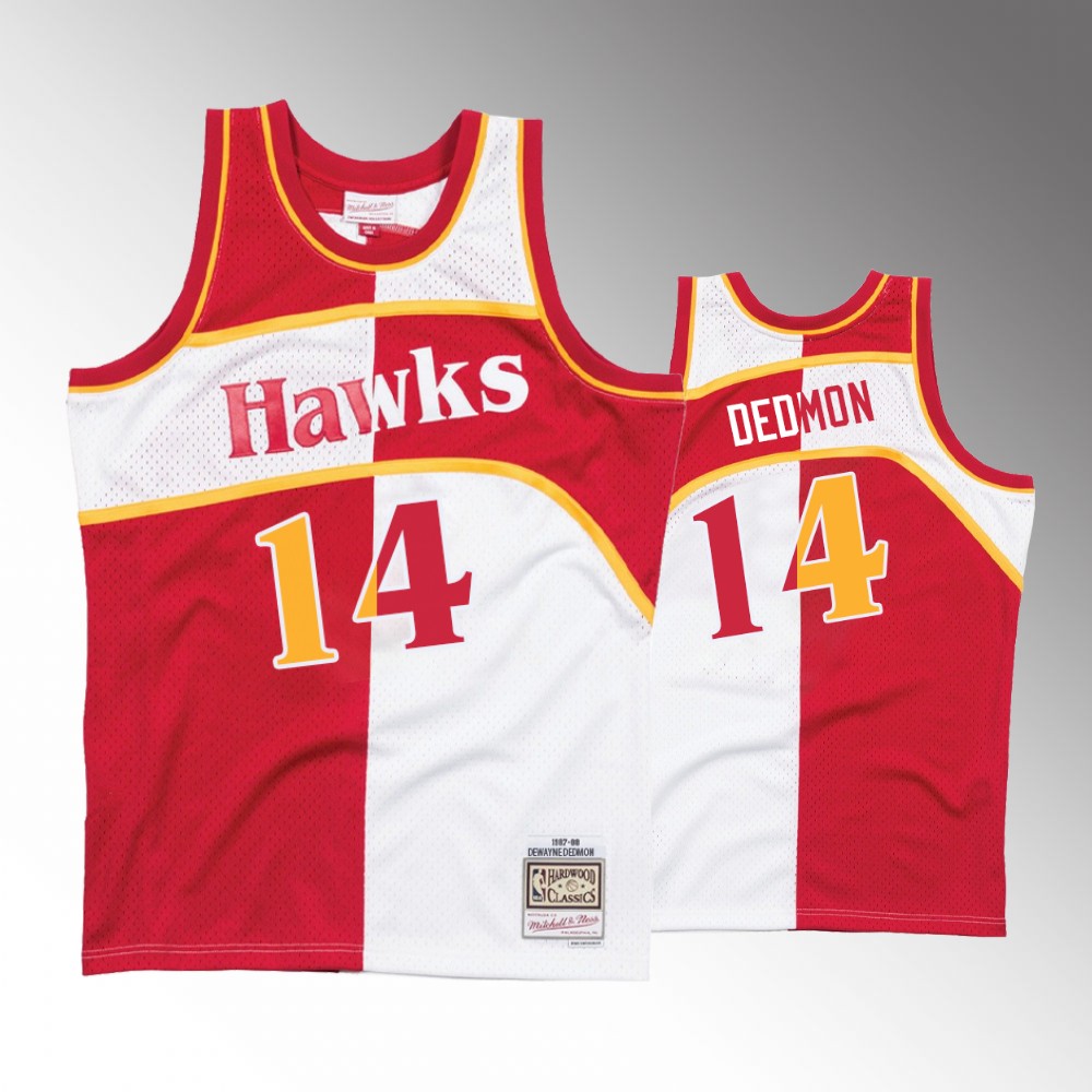 Atlanta Hawks Dewayne Dedmon White Red Split Jersey