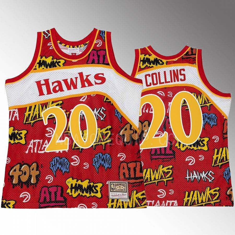 Atlanta Hawks John Collins 20 Slap Sticker Red Retro Swingman Jersey - JS802 