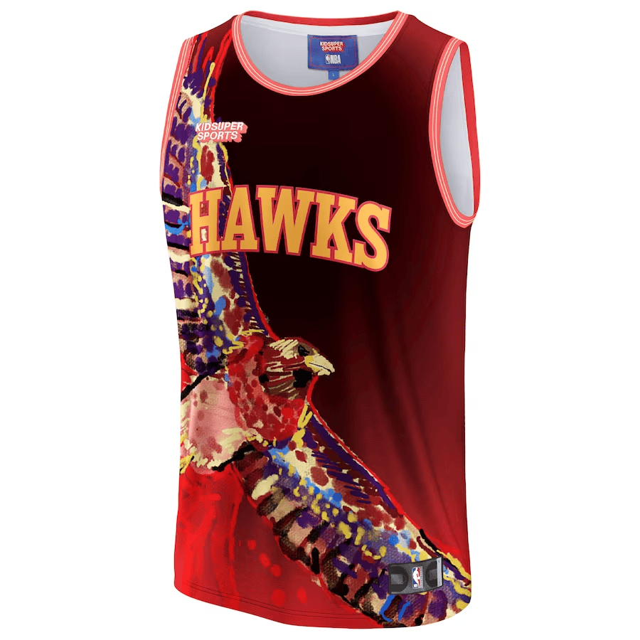 Alternative view of Atlanta Hawks NBA & KidSuper Studios Unisex Hometown Jersey - Red - JS167 