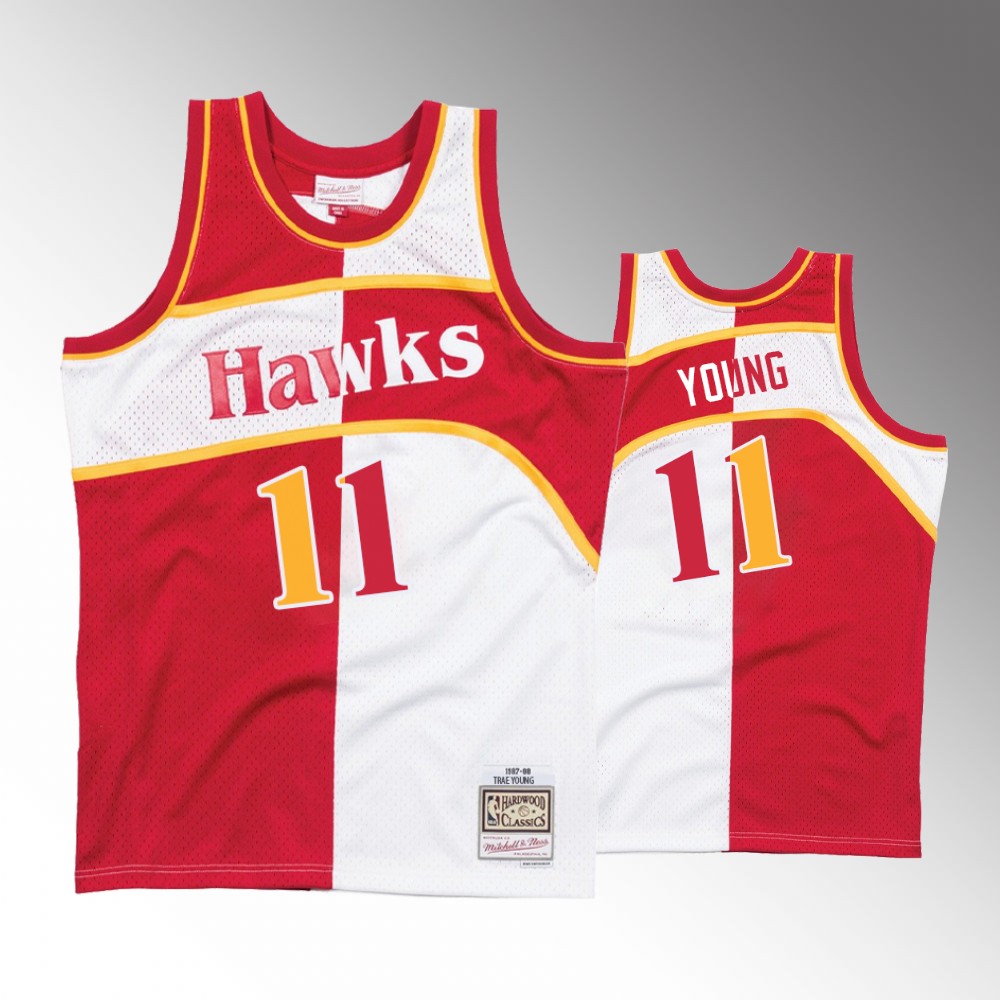 Atlanta Hawks Trae Young White Red Split Jersey