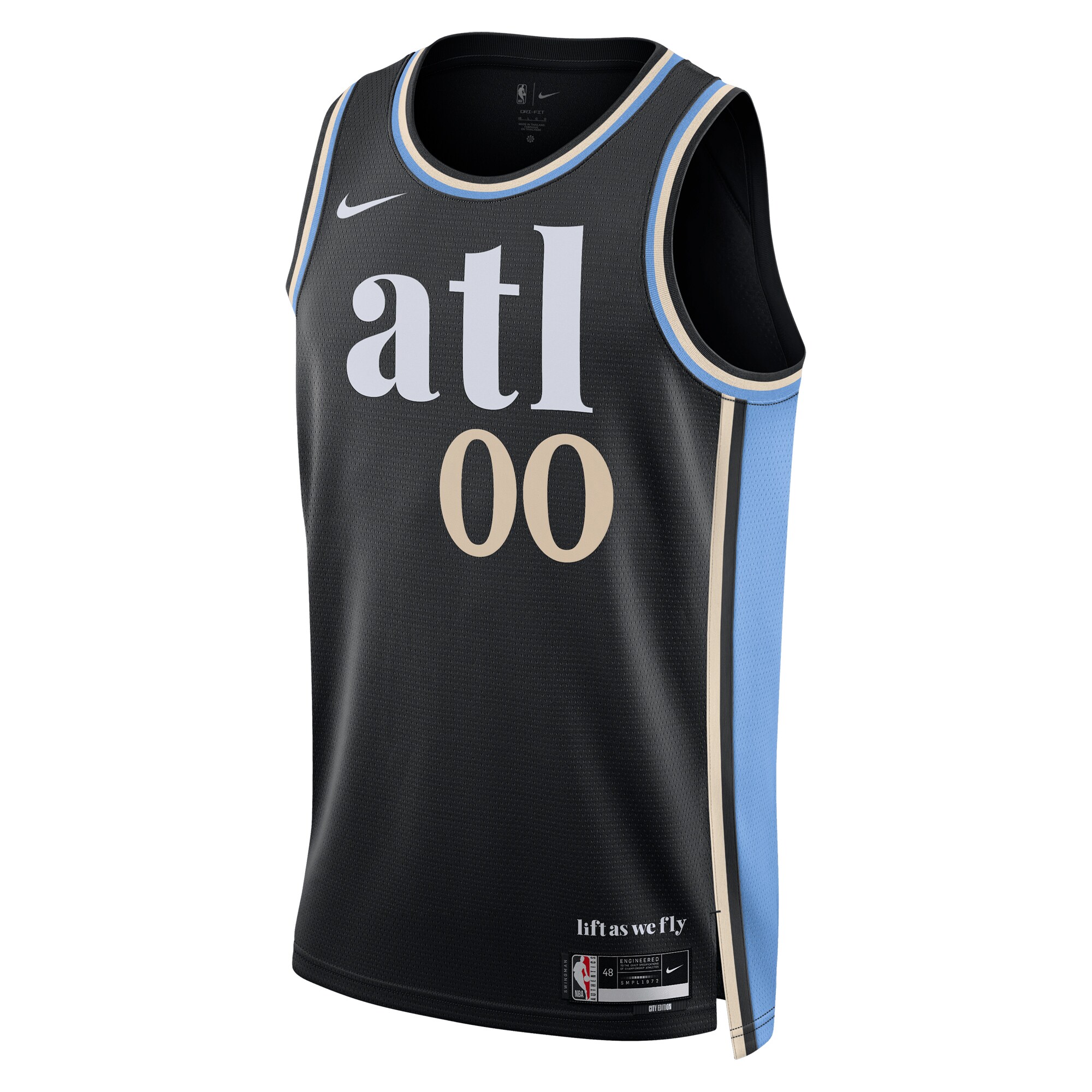 Alternative view of Atlanta Hawks Unisex 2023/24 Custom Swingman Jersey - Black - City Edition