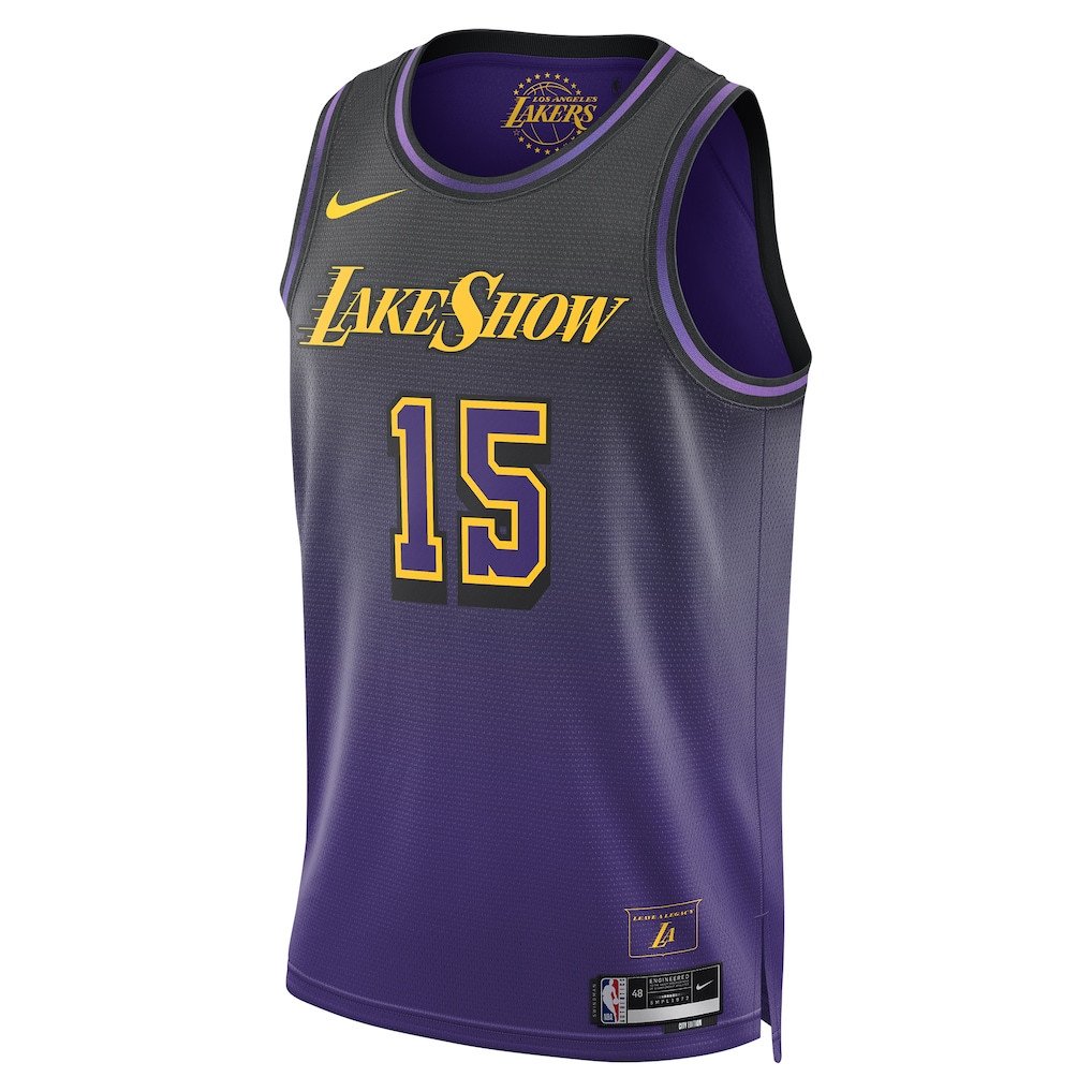 Alternative view of Austin Reaves 15 Los Angeles Lakers Unisex 2024/25 Swingman Player Jersey - City Edition - Purple - JS120 