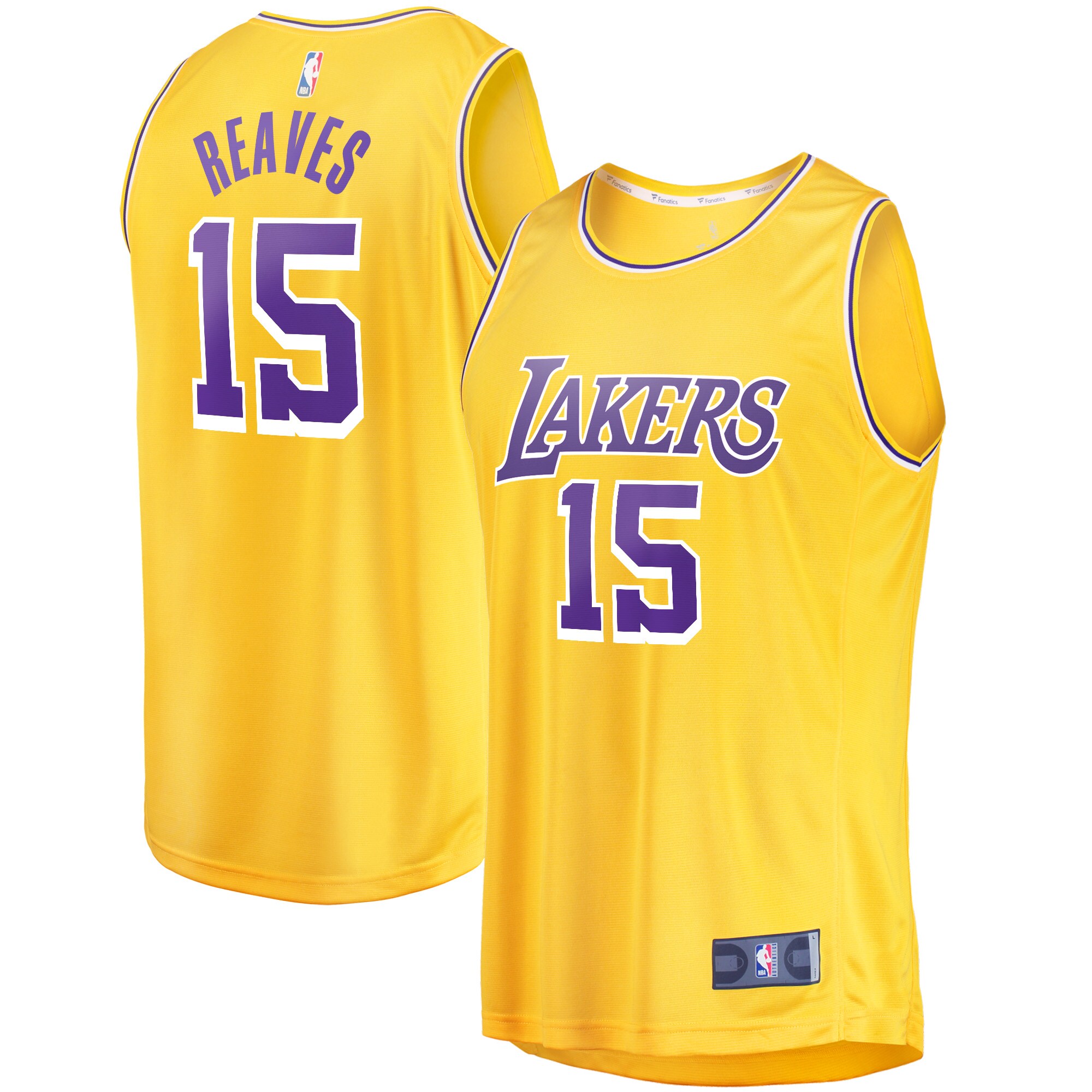 Alternative view of Austin Reaves Los Angeles Lakers Fanatics Branded Fast Break Player Jersey - Icon Edition - Gold