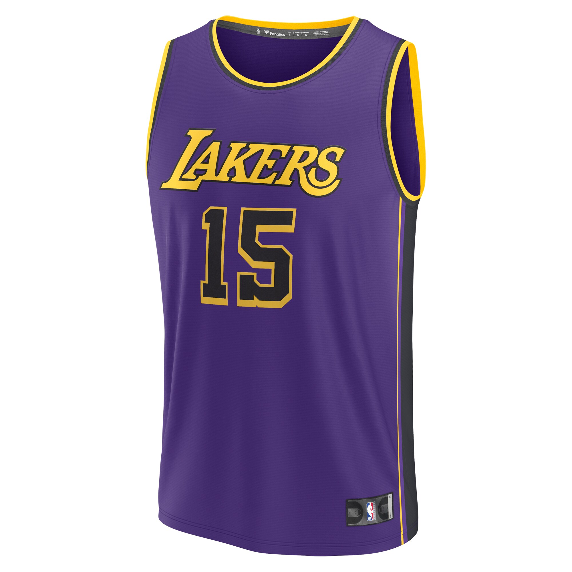 Alternative view of Austin Reaves Los Angeles Lakers Fanatics Youth Fast Break Replica Player Jersey - Statement Edition - Purple