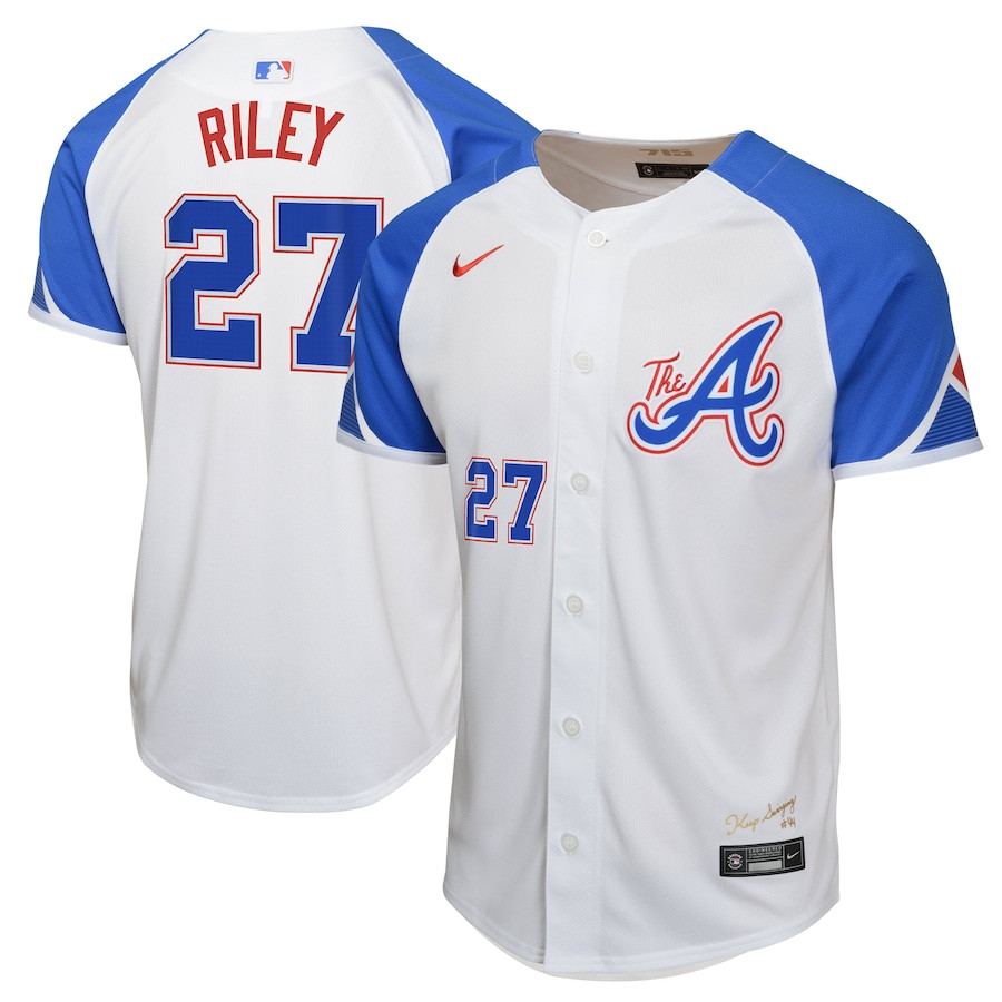 Austin Riley 27 Atlanta Braves City Connect Limited YOUTH Jersey - White - JS147