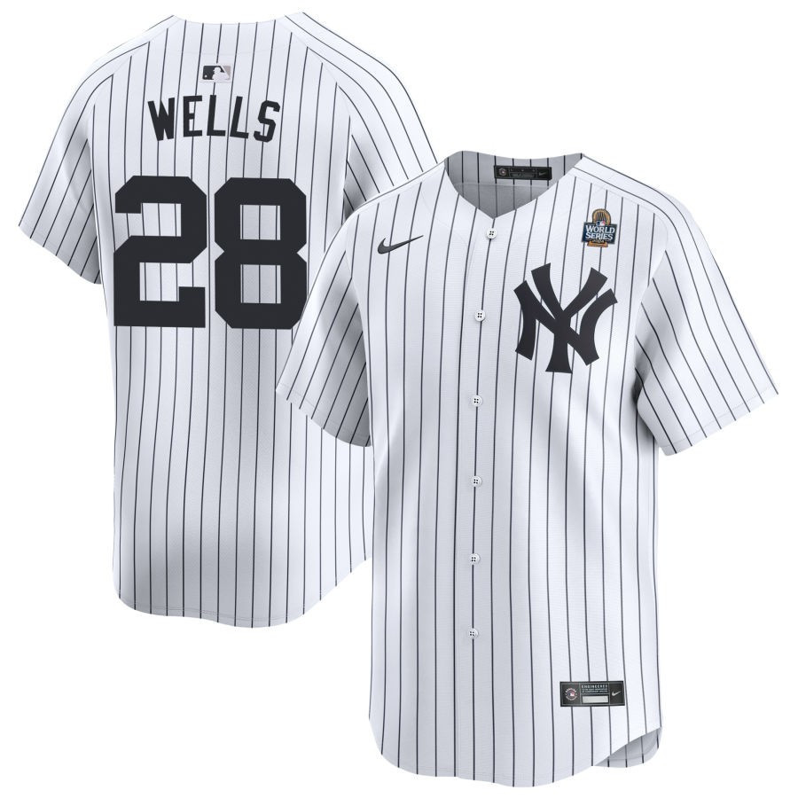Austin Wells 28 New York Yankees 2024 World Series Home Limited Player Men Jersey - White 