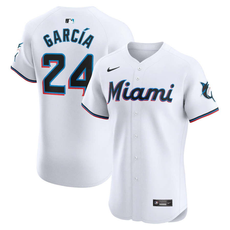 Avisail Garcia 24 Miami Marlins Home Elite Player Men Jersey - White 