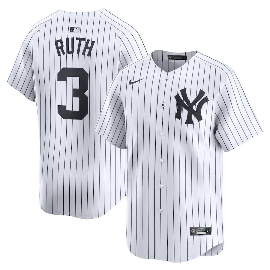 Babe Ruth 3 New York Yankees Home Limited Player Men Jersey - White 