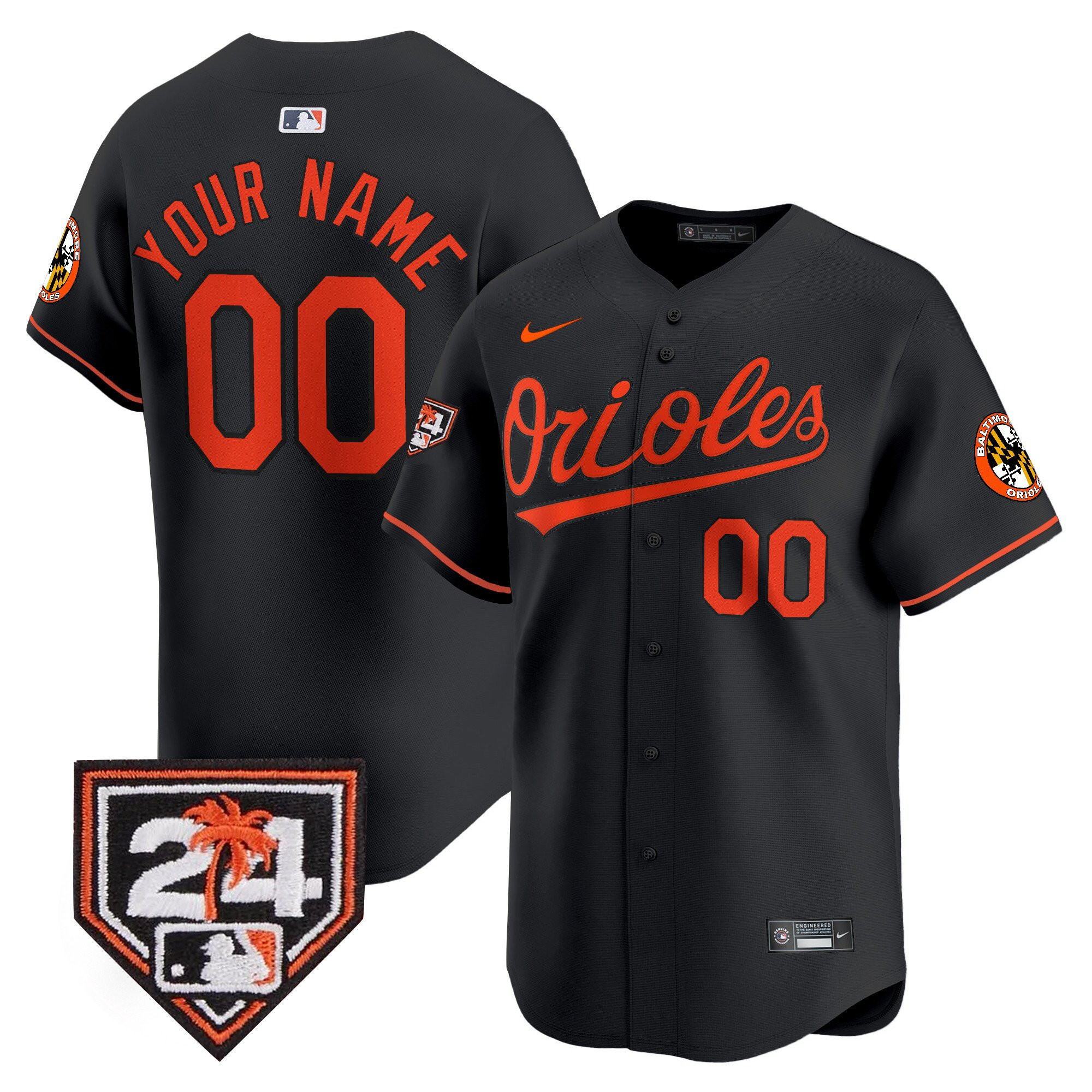 Baltimore Orioles 2024 Spring Training Patch Custom Men Jersey - Black