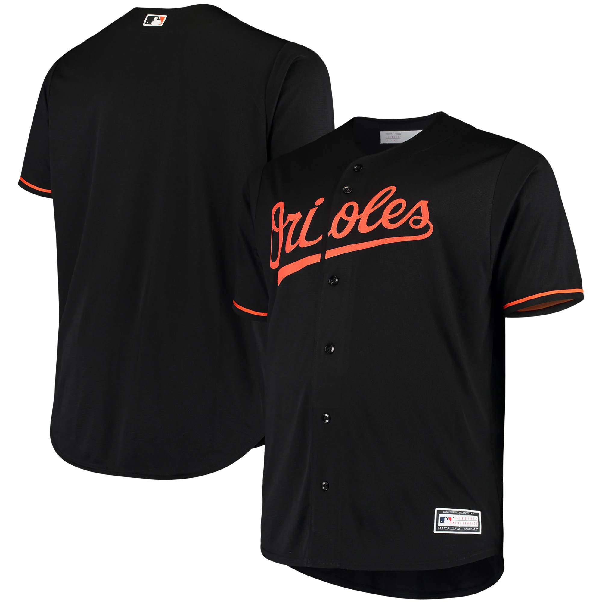 Alternative view of Baltimore Orioles Big & Tall Replica Alternate Team Jersey – Black