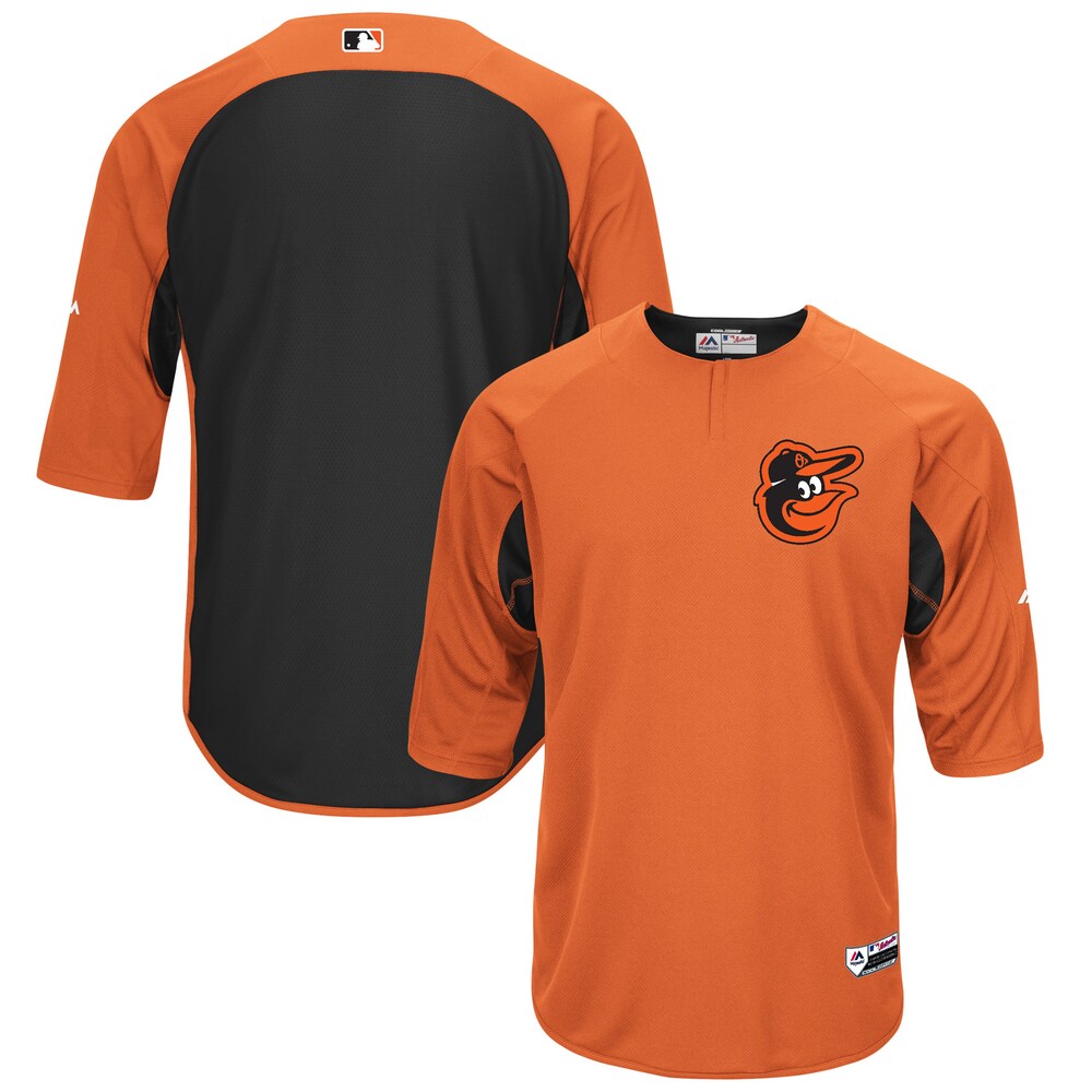Baltimore Orioles Majestic Collection On-field 3/4-sleeve Batting Practice Jersey - Orange/black