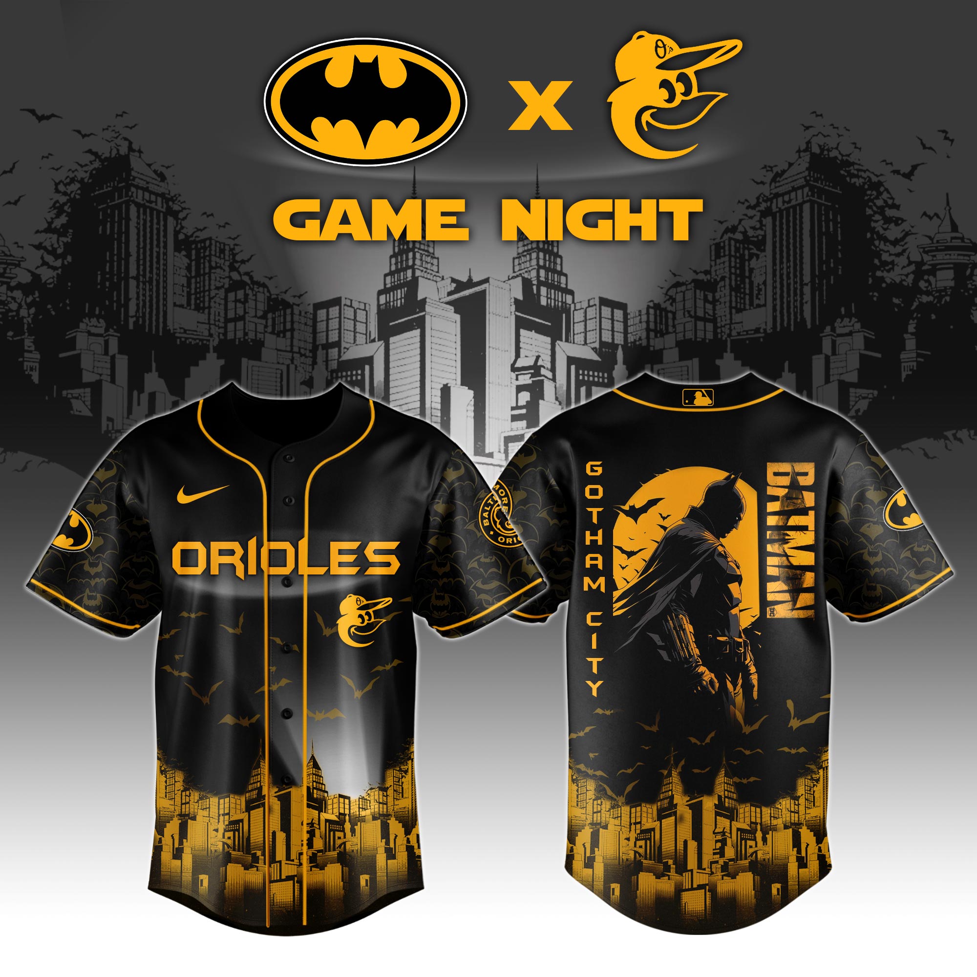 Baltimore Orioles X Dc Batman Game Night Baseball Jersey