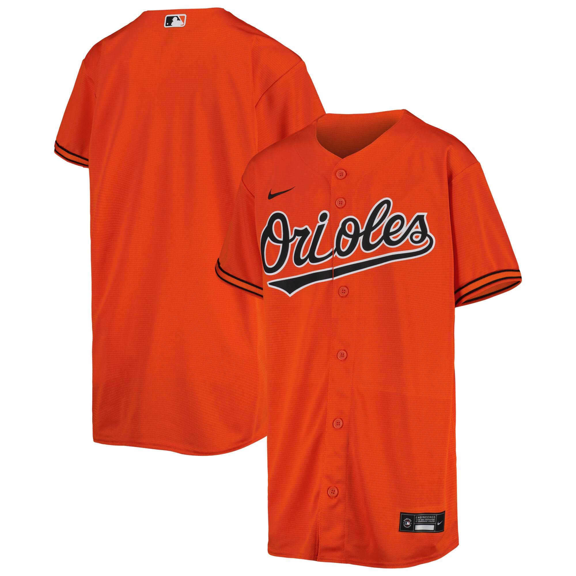 Alternative view of Baltimore Orioles Youth Alternate Replica Team Jersey - Orange