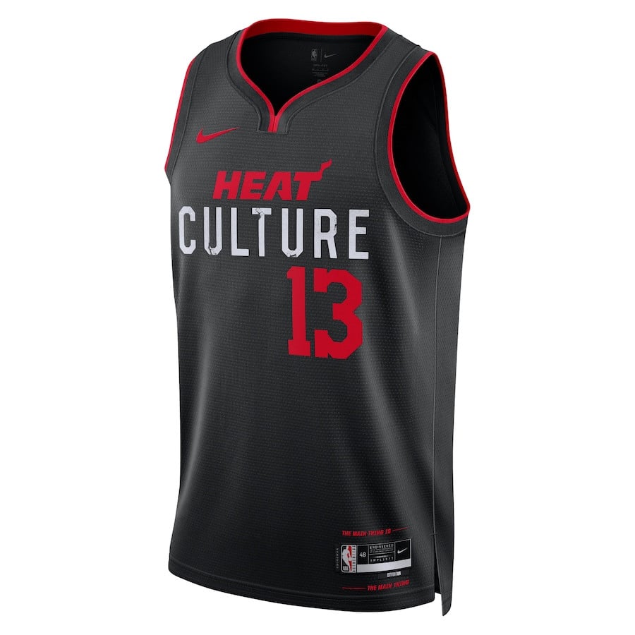 Alternative view of Bam Adebayo 13 Miami Heat 2023/24 City Edition Swingman Jersey - Black - JS725 