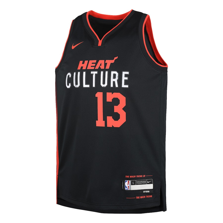 Alternative view of Bam Adebayo 13 Miami Heat 2023/24 City Edition Swingman YOUTH Jersey - Black - JS714 