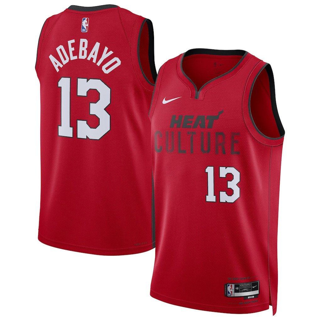 Bam Adebayo 13 Miami Heat Unisex 2024/25 Swingman Player Jersey - City Edition - Red - JS703 