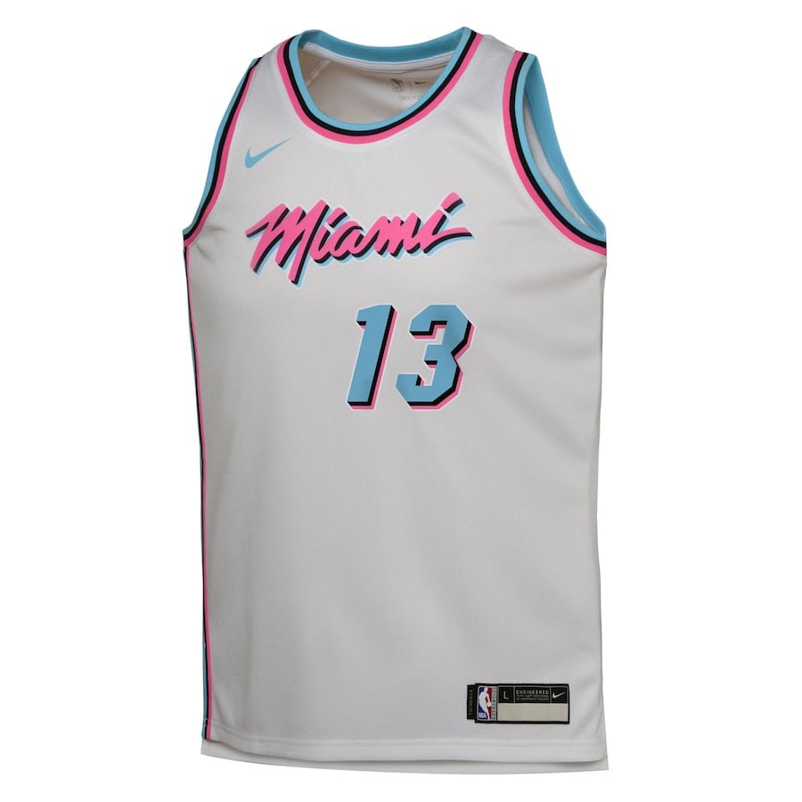 Alternative view of Bam Adebayo 13 Miami Heat YOUTH 2024/25 Swingman Player Jersey - City Edition - White - JS718 