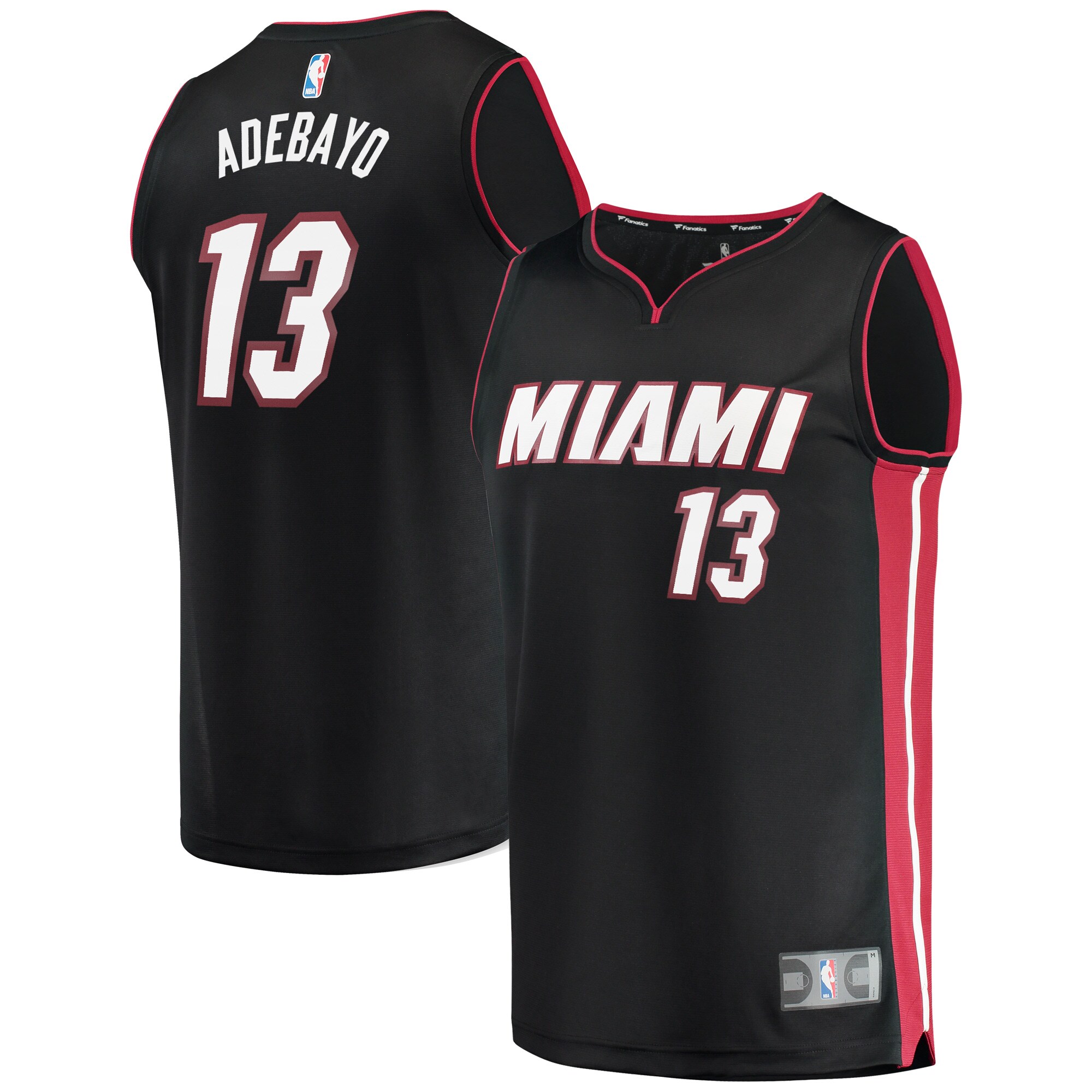 Alternative view of Bam Adebayo Miami Heat Fanatics Branded Fast Break Replica Player Jersey – Icon Edition – Black