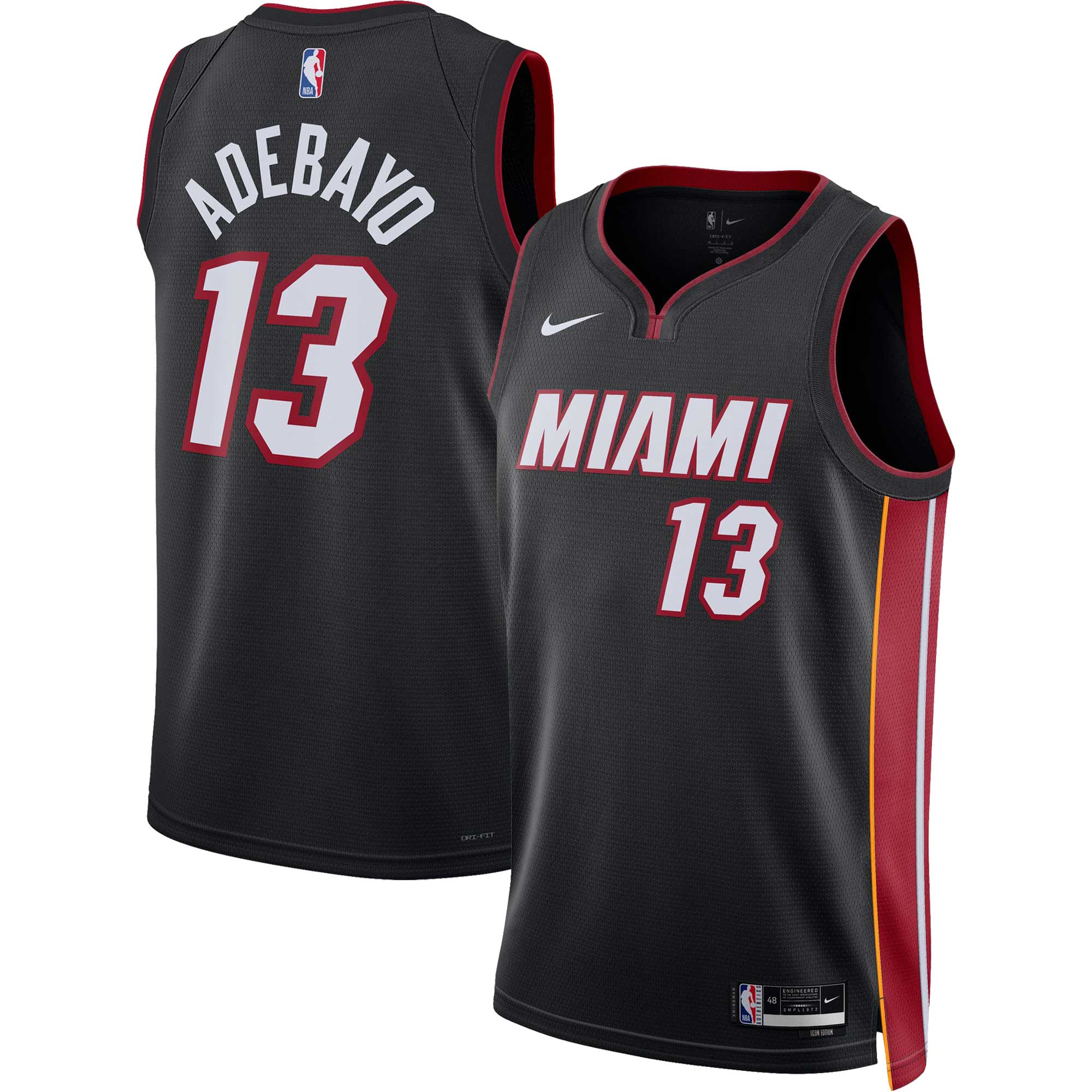 Alternative view of Bam Adebayo Miami Heat Unisex Swingman Jersey - Icon Edition - Black