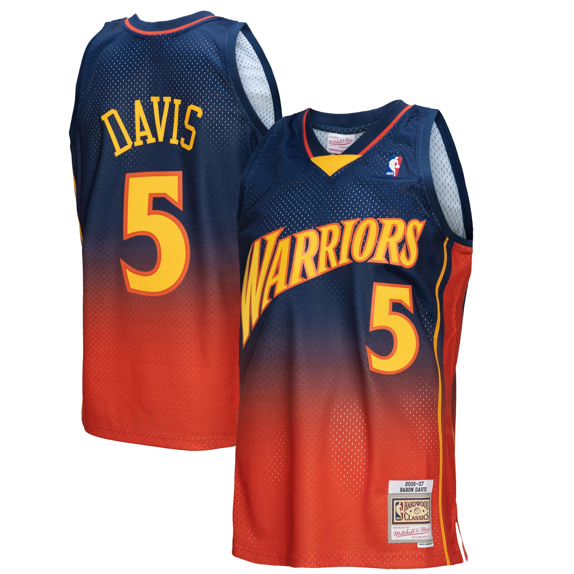 Baron Davis Golden State Warriors Mitchell & Ness 2006/07 Hardwood Classics Fadeaway Swingman Player Jersey - Navy/orange