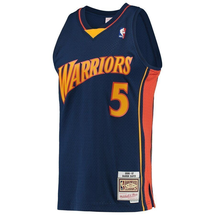 Alternative view of Baron Davis Golden State Warriors Mitchell & Ness 2006-07 Hardwood Classics Swingman Player Jersey - Navy - JS479 