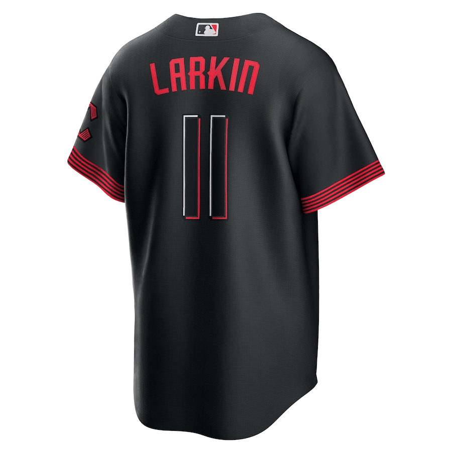 Alternative view of Barry Larkin 11 Cincinnati Reds 2023 City Connect Men Jersey - Black
