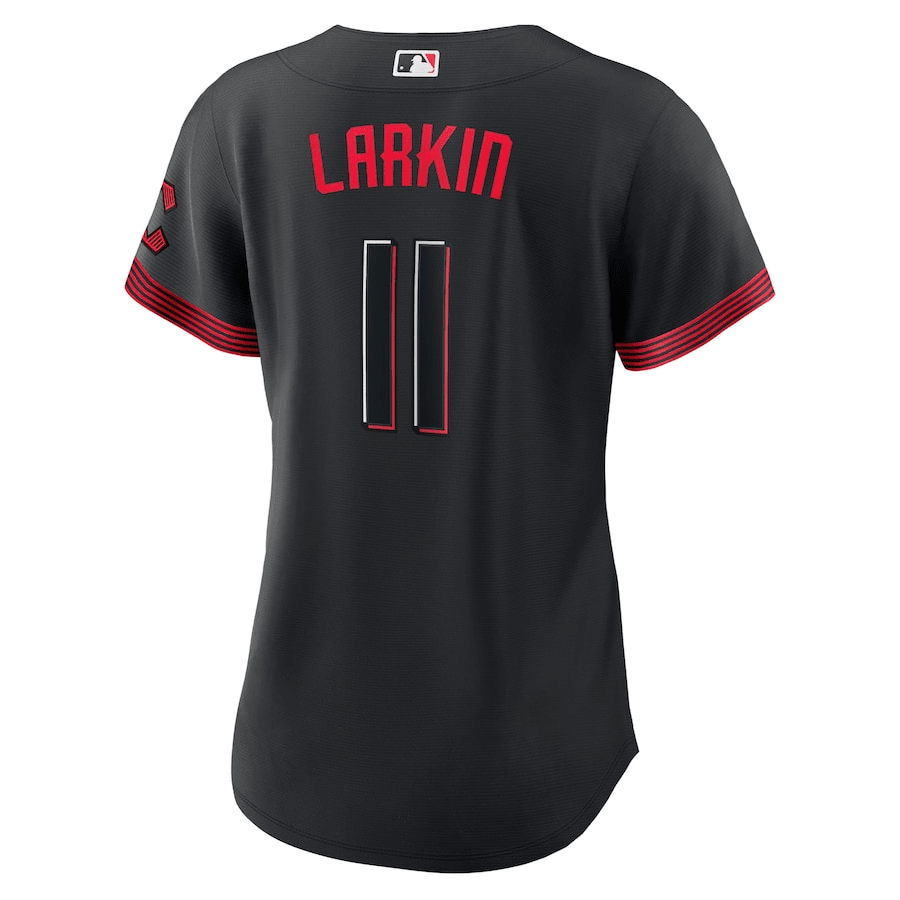 Alternative view of Barry Larkin 11 Cincinnati Reds Women 2023 City Connect Jersey - Black