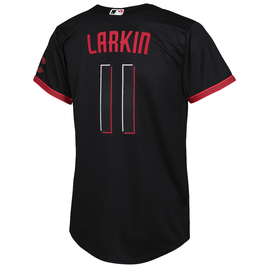 Alternative view of Barry Larkin 11 Cincinnati Reds Youth 2023 City Connect Jersey - Black
