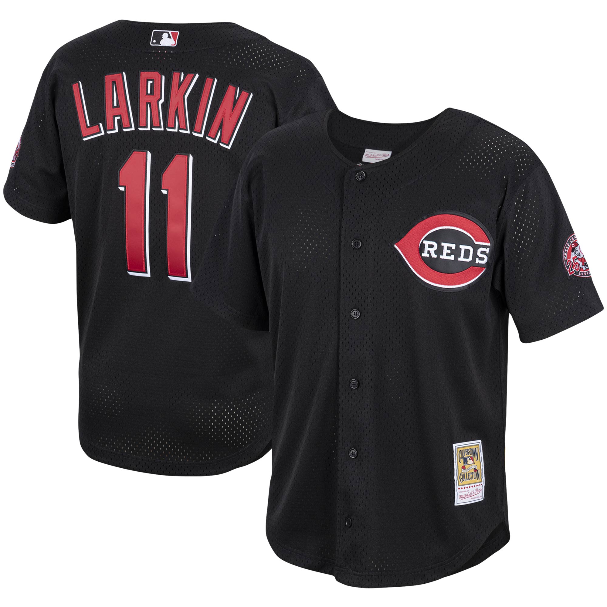 Barry Larkin Cincinnati Reds Mitchell & Ness Cooperstown Collection Batting Practice Jersey - Black