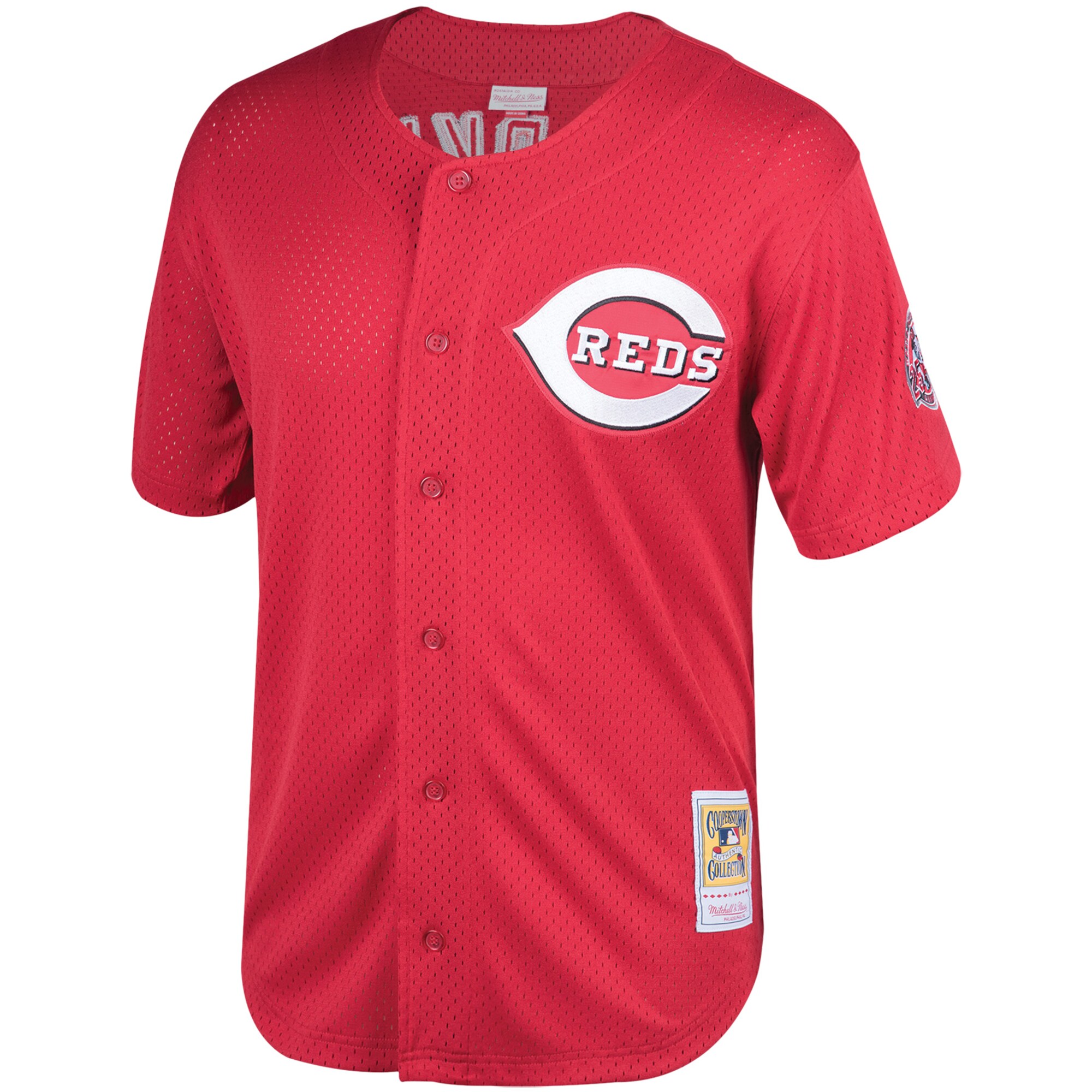 Alternative view of Barry Larkin Cincinnati Reds Mitchell & Ness Throwback Cooperstown Mesh Batting Practice Jersey - Red