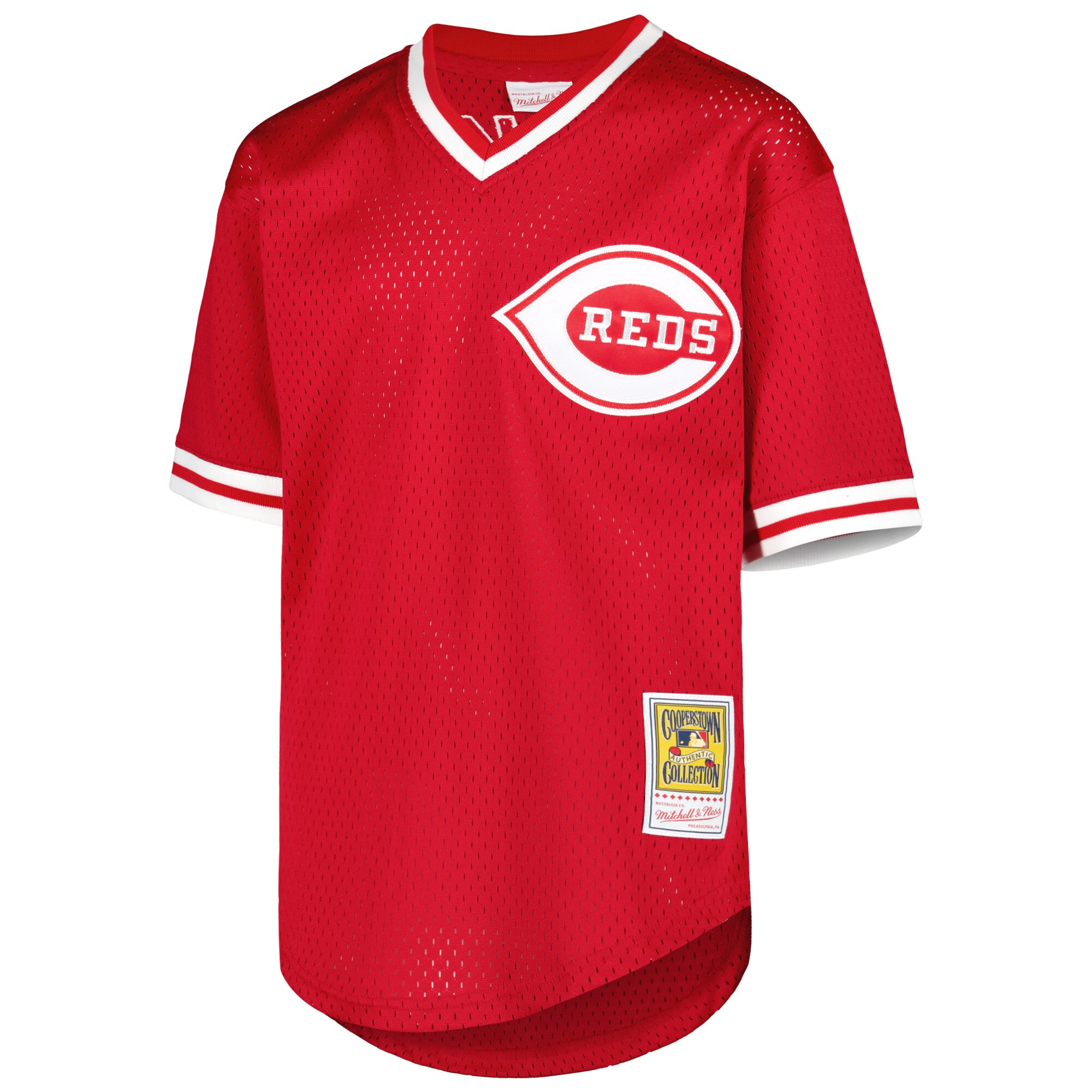 Alternative view of Barry Larkin Cincinnati Reds Mitchell & Ness Youth Cooperstown Collection Mesh Batting Practice Jersey - Red
