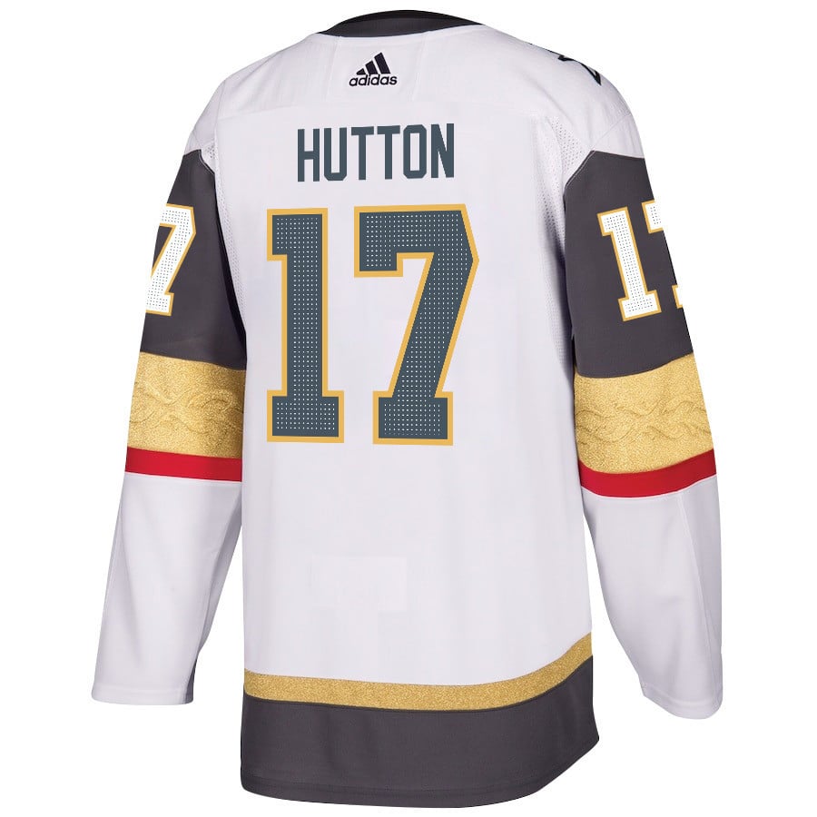 Alternative view of Ben Hutton 17 Vegas Golden Knights Stanley Cup 2023 Final Patch Away Breakaway Men Jersey - White - JS736 