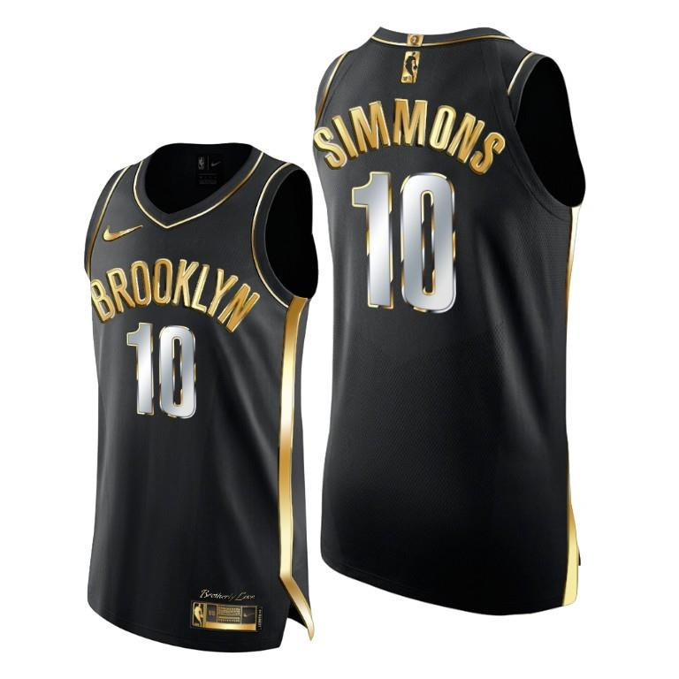 Ben Simmons 10 Brooklyn Nets Golden Edition Black Jersey - Men Jersey - JS140 