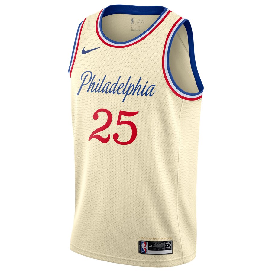 Alternative view of Ben Simmons Philadelphia 76ers 2019/20 Finished Swingman Jersey Cream - City Edition