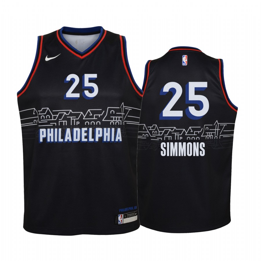 Ben Simmons Philadelphia 76ers 2020-21 City Edition Youth Jersey - Black