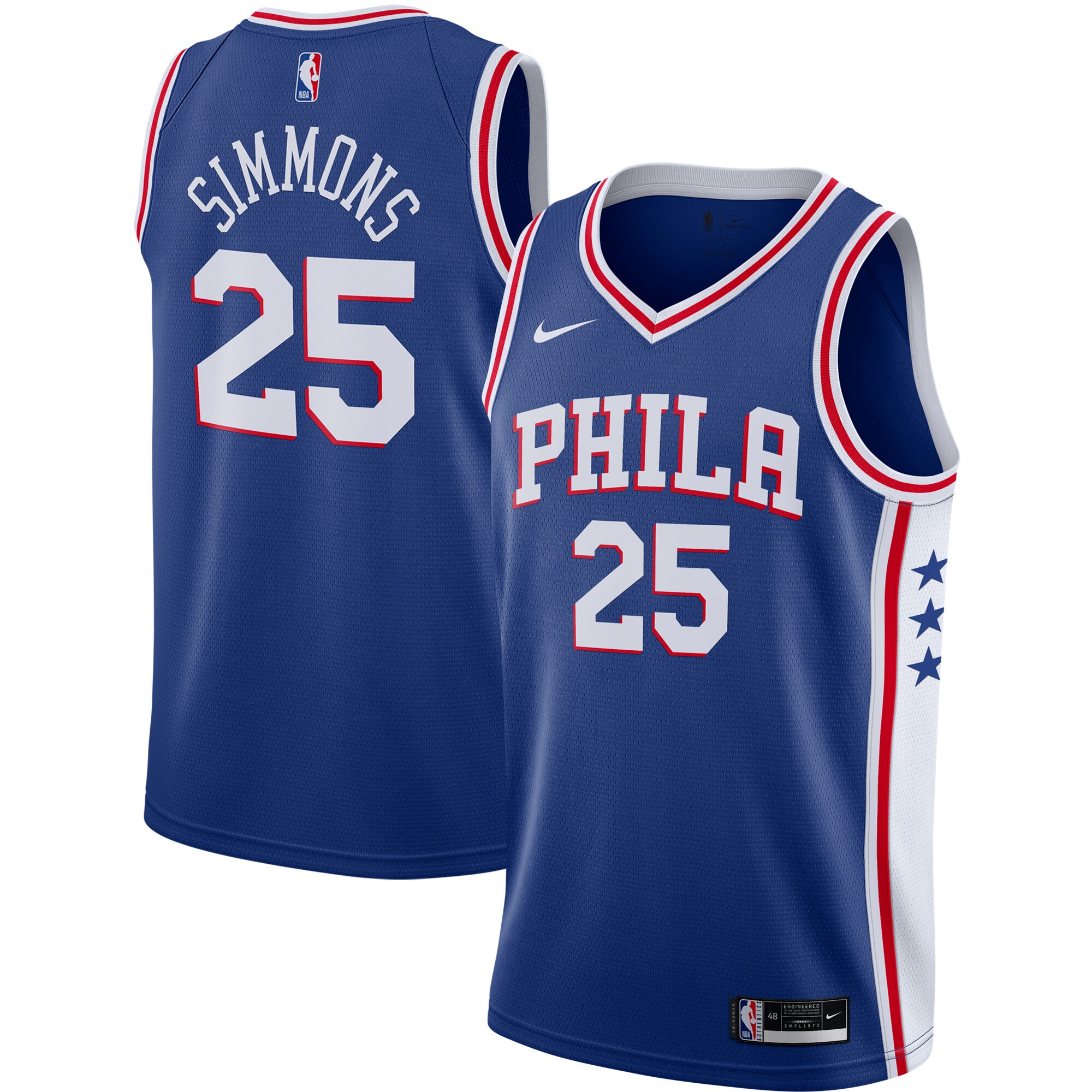 Alternative view of Ben Simmons Philadelphia 76ers 2020/21 Swingman Jersey - Royal - Icon Edition